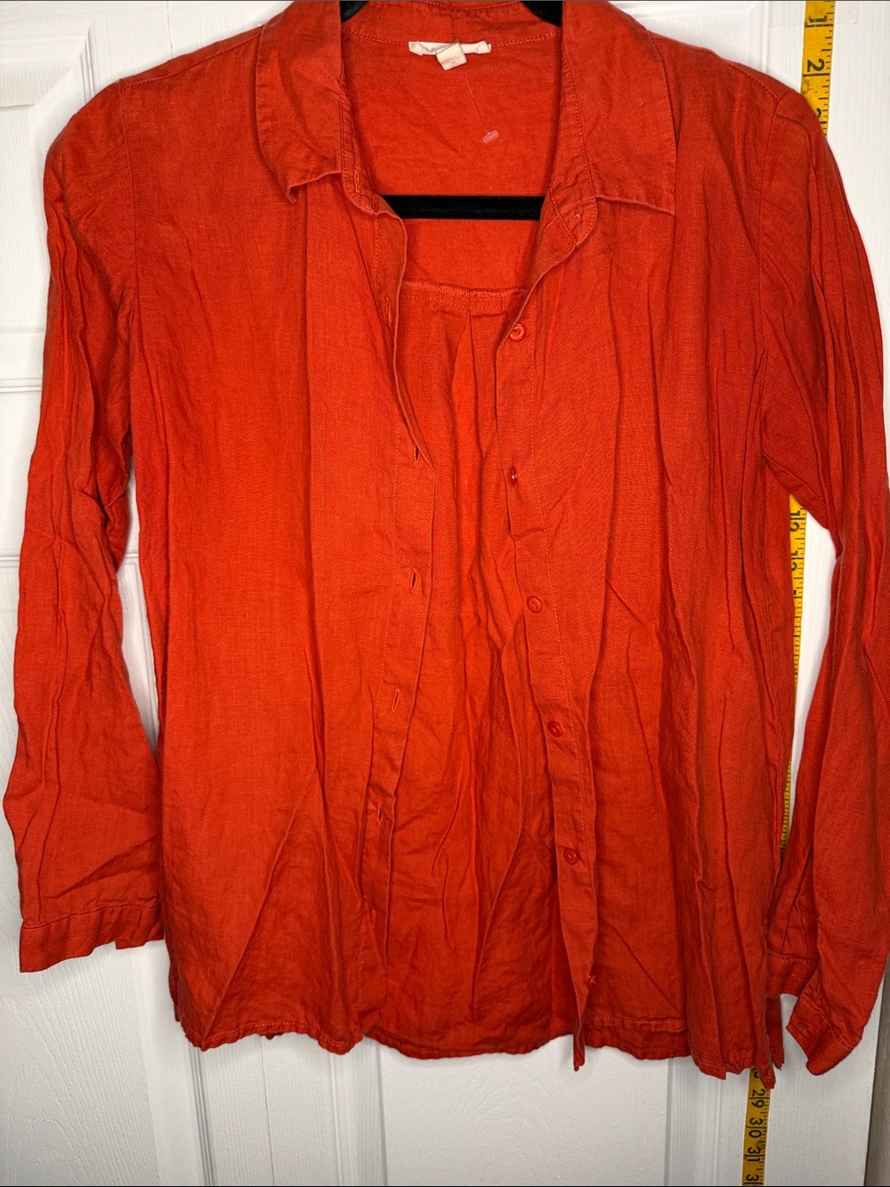 Eileen Fisher Petite Vibrant Dark Orange Button-Up